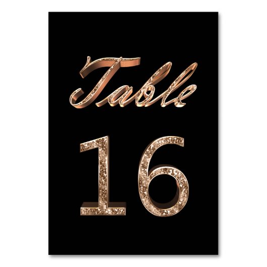 Elegant Chic Black Gold Party Table Number 16 Kaart (Voorkant)