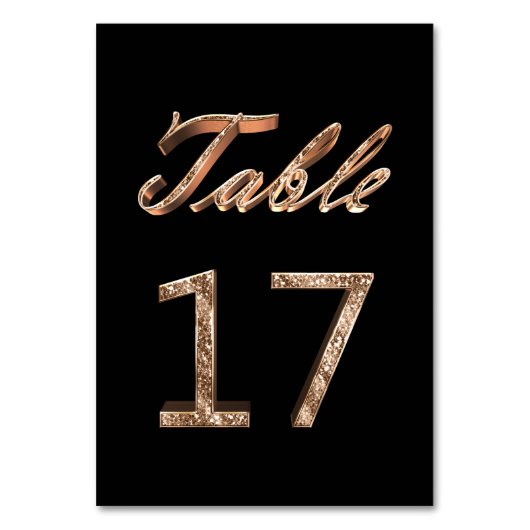 Elegant Chic Black Gold Party Table Number 17 Kaart (Achterkant)