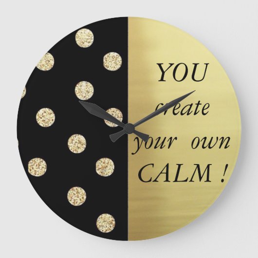 Elegant Chic Black Gold Stip-Motivatie Bericht Grote Klok (Voorkant)