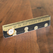 Elegant Chic Black Gold Stip-Motivatie Bericht Naambordje (Zijkant)