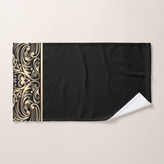 Elegant Chic Black Gold Swirls Bad Handdoek (Handdoek)