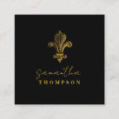 Elegant Chic Black Gold Vierkante Visitekaartje (Voorkant)