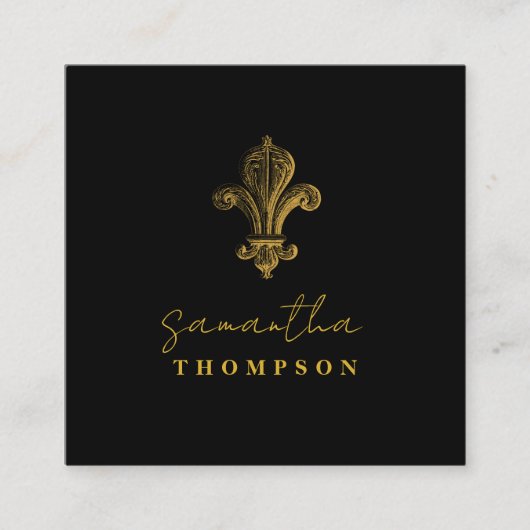 Elegant Chic Black Gold  Vierkante Visitekaartje (Voorkant)