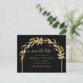 Elegant Chic Black Golden Foliage Arch Wedding Save The Date (Staand voorkant)