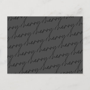 Elegant Chic Black Grey Merry Script Holiday Briefkaart