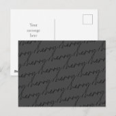 Elegant Chic Black Grey Merry Script Holiday Briefkaart (Voorkant / Achterkant)