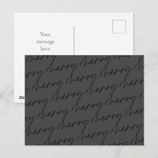 Elegant Chic Black Grey Merry Script Holiday Briefkaart (Voorkant / Achterkant)
