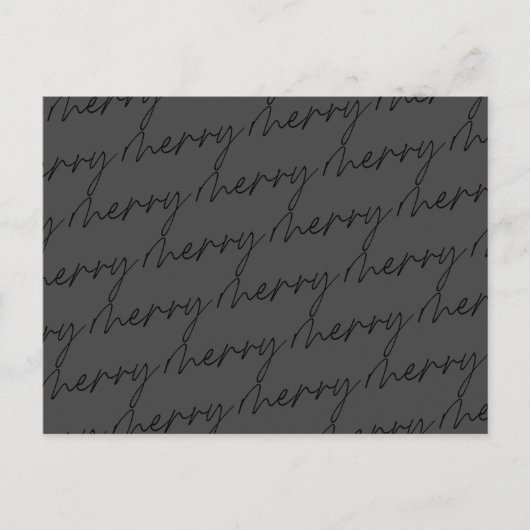 Elegant Chic Black Grey Merry Script Holiday Briefkaart (Voorkant)