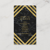 Elegant Chic Black Marble Gold Social Media Visitekaartje (Achterkant)