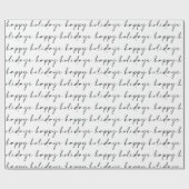 Elegant Chic Black White Lettering Prettige feestd Cadeaupapier (Vlak)