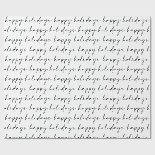 Elegant Chic Black White Lettering Prettige feestd Cadeaupapier (Vlak)