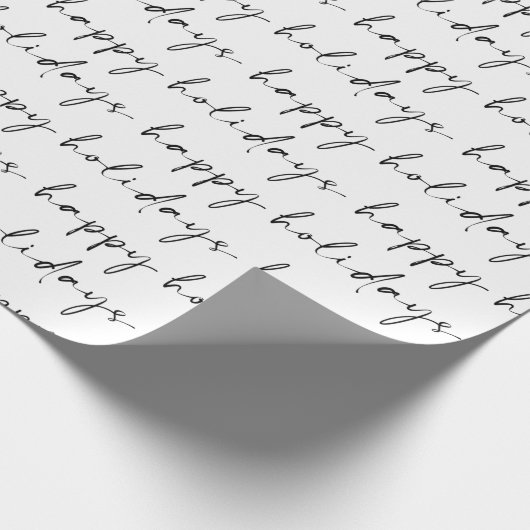 Elegant Chic Black White Lettering Prettige feestd Cadeaupapier (Hoek)