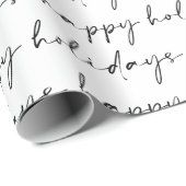 Elegant Chic Black White Lettering Prettige feestd Cadeaupapier (Rol Hoek)