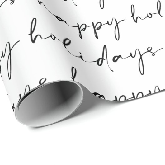 Elegant Chic Black White Lettering Prettige feestd Cadeaupapier (Rol Hoek)