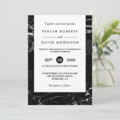 Elegant Chic Black White Marble Simple Wedding Kaart (Staand voorkant)