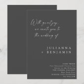 Elegant Chic Black White Minimalist Script Weddens Kaart (Voorkant / Achterkant)