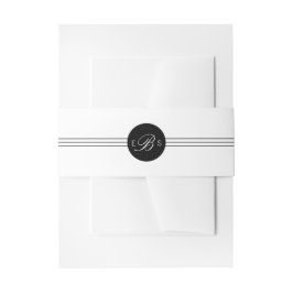 Elegant Chic Black White Monogram Belly Banden Uitnodigingen Wikkel