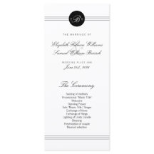 Elegant Chic Black White Monogram Weddenprogramma
