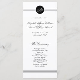 Elegant Chic Black White Monogram Weddenprogramma Programmakaart