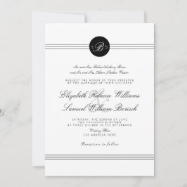 Elegant Chic Black White Monogram Weddenschap Kaart