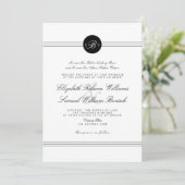 Elegant Chic Black White Monogram Weddenschap Kaart (Staand voorkant)