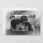Elegant Chic Black White Photo Monogram Weddenscha Kaart (Voorkant)