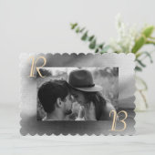 Elegant Chic Black White Photo Monogram Weddenscha Kaart (Staand voorkant)