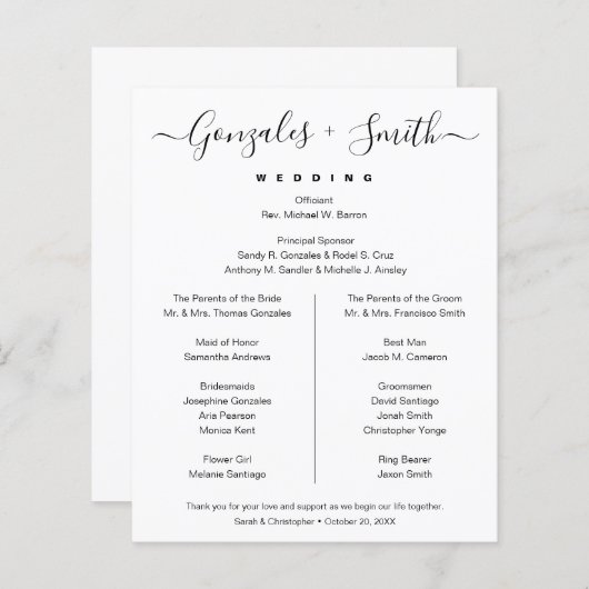 Elegant Chic Black White Simple Bridge-party (Voorkant / Achterkant)