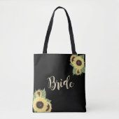 Elegant Chic Black, zonnebloemen, Bride Tote Bag (Voorkant)