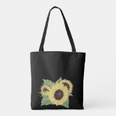 Elegant Chic Black, zonnebloemen, Bride Tote Bag (Achterkant)