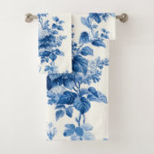 Elegant Chic Blauw en Wit  Bloemen Bad Handdoek (Insitu)