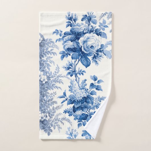 Elegant Chic Blauw en Wit  Bloemen Bad Handdoek (Handdoek)