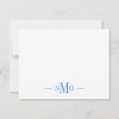 Elegant Chic Blauw Monogram 3 Initialen Notitiekaartje (Voorkant)