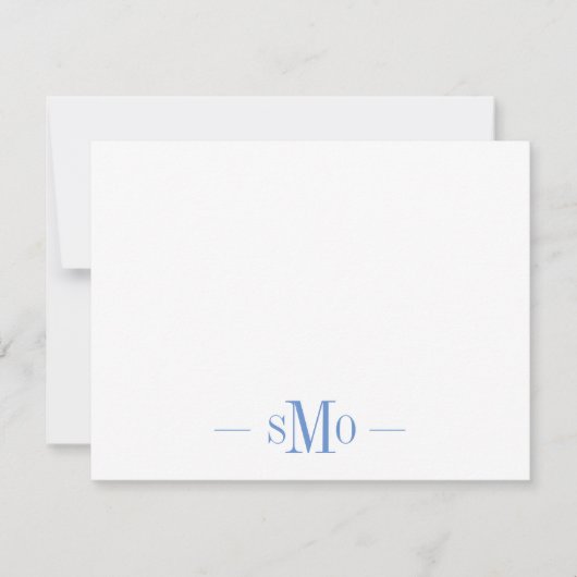 Elegant Chic Blauw Monogram 3 Initialen Notitiekaartje (Voorkant)