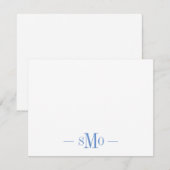 Elegant Chic Blauw Monogram 3 Initialen Notitiekaartje (Voorkant / Achterkant)