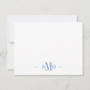 Elegant Chic Blauw Monogram 3 Initialen Notitiekaartje