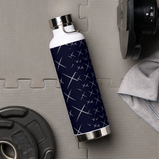 Elegant chic blauw zwart water fles (Gym)