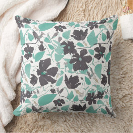 Elegant Chic Blauwgroen Floral Pattern Kussen
