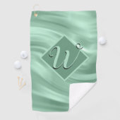Elegant Chic Blauwgroen Swirl Monogram Initiaal St Golfhanddoek (Insitu)
