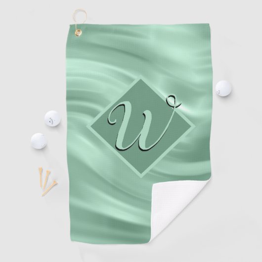 Elegant Chic Blauwgroen Swirl Monogram Initiaal St Golfhanddoek (Insitu)