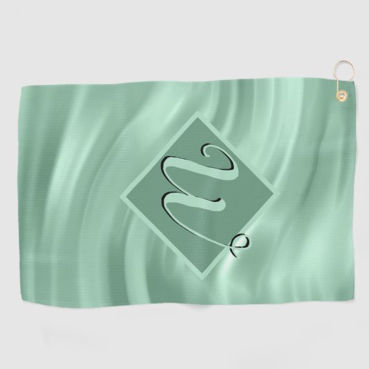 Elegant Chic Blauwgroen Swirl Monogram Initiaal St Golfhanddoek (Horizontaal)