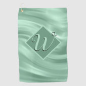 Elegant Chic Blauwgroen Swirl Monogram Initiaal St Golfhanddoek (Voorkant)