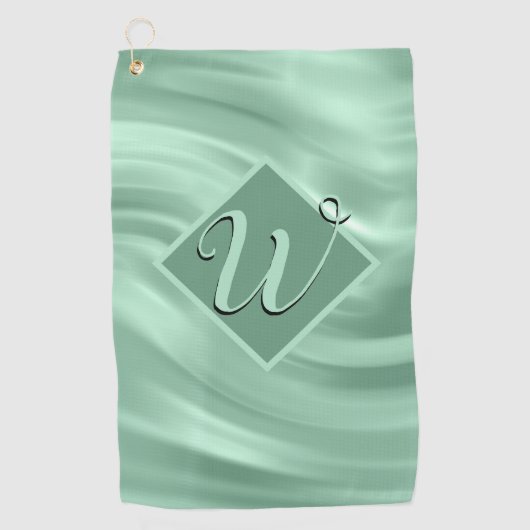 Elegant Chic Blauwgroen Swirl Monogram Initiaal St Golfhanddoek (Voorkant)