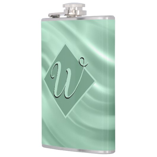 Elegant Chic Blauwgroen Swirl Monogram Initiaal St Heupfles (Links)