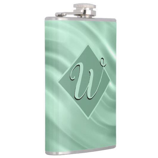 Elegant Chic Blauwgroen Swirl Monogram Initiaal St Heupfles (Rechts)