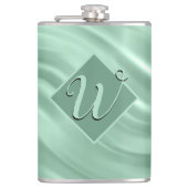 Elegant Chic Blauwgroen Swirl Monogram Initiaal St Heupfles (Voorkant)