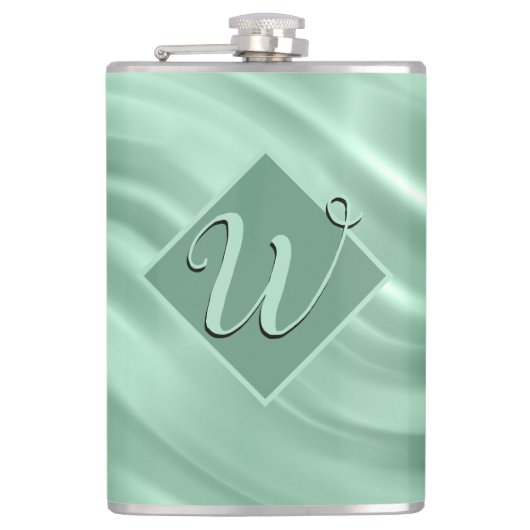 Elegant Chic Blauwgroen Swirl Monogram Initiaal St Heupfles (Voorkant)