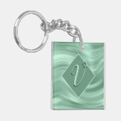 Elegant Chic Blauwgroen Swirl Monogram Initiaal St Sleutelhanger (Voorkant Links)