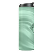 Elegant Chic Blauwgroen Swirl Monogram Initiaal St Thermosbeker (Gedraaid links)