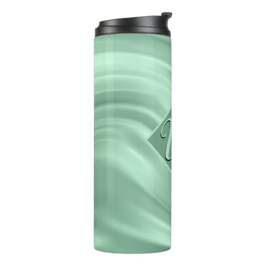 Elegant Chic Blauwgroen Swirl Monogram Initiaal St Thermosbeker (Gedraaid links)